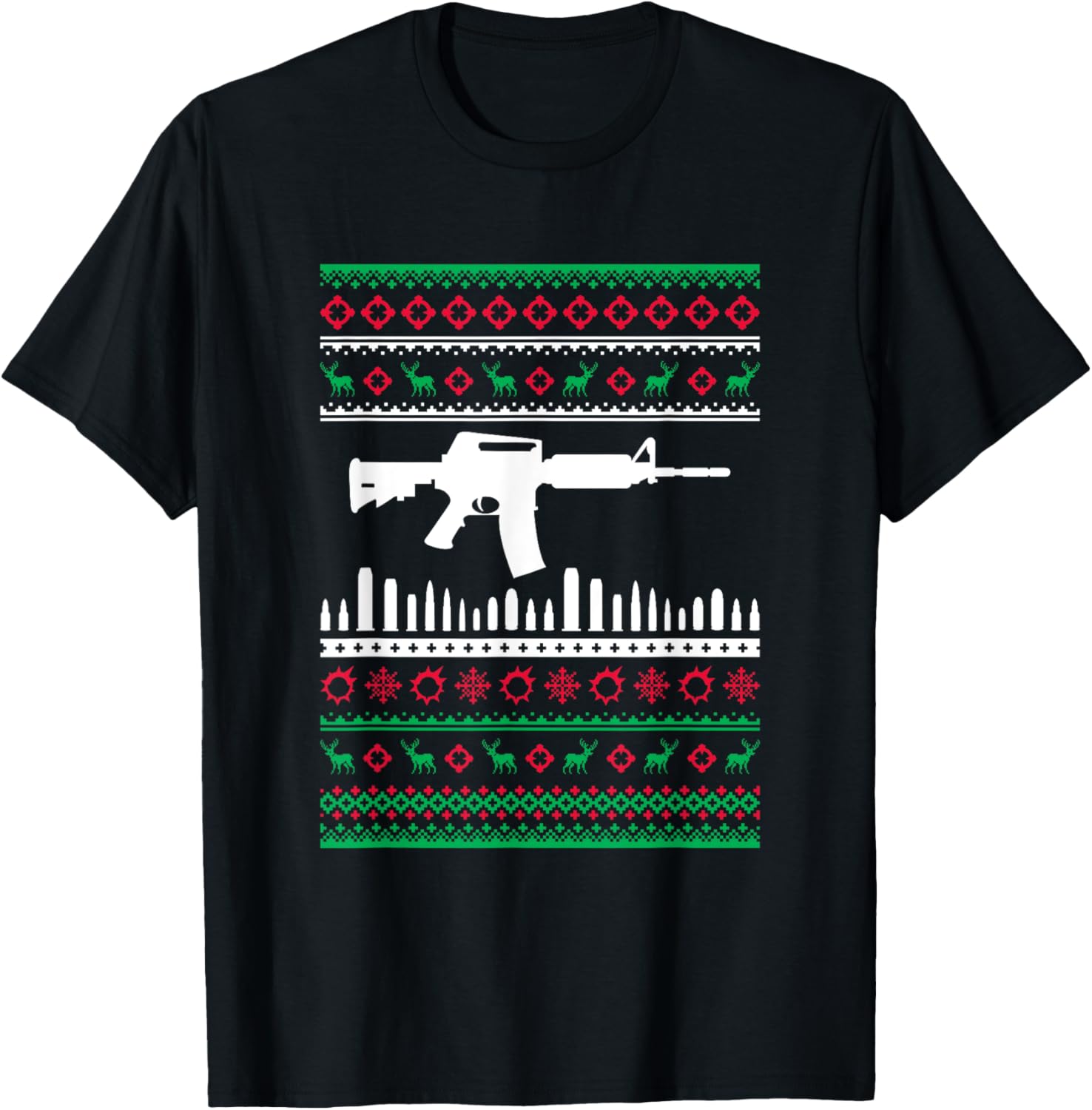 Ar 15 Machine Gun Ugly Christmas Tee Shirt Print Tshirt