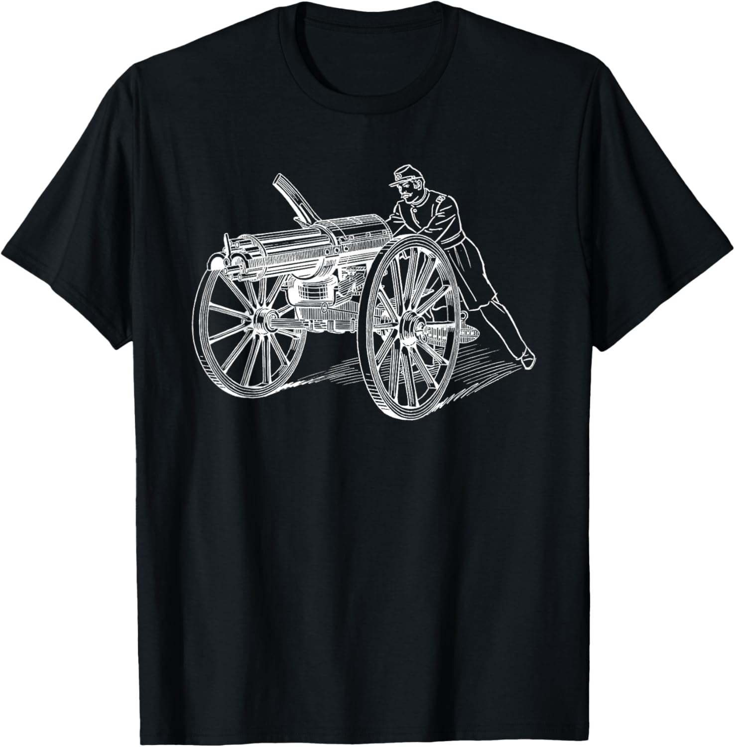 Civil American War T Shirt Vintage Gatling Machine Gun Shirt