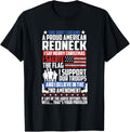 A Proud American Redneck Support Guns Troops Flag T Shirt