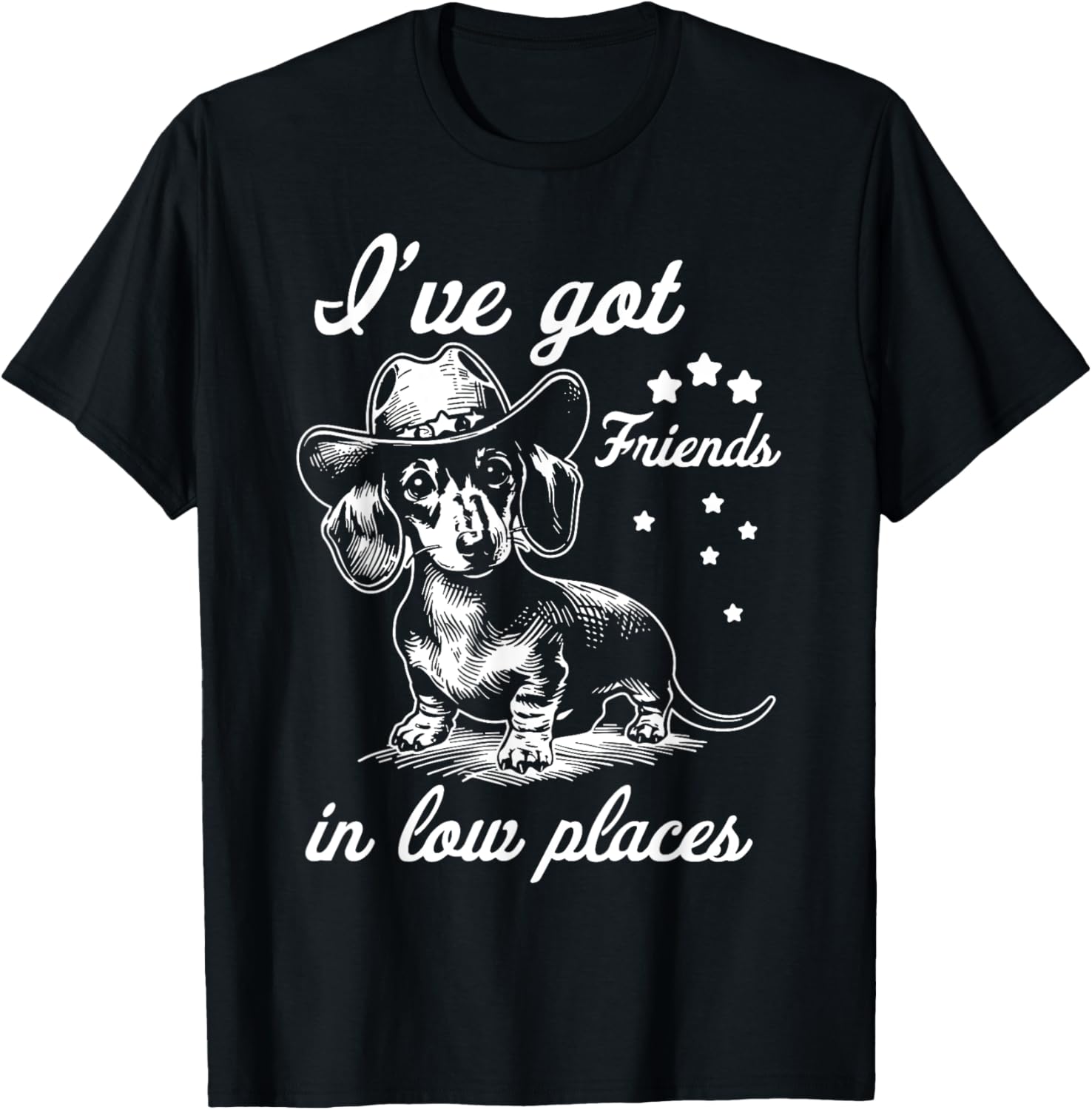 Retro I've Got Friends In Low Places Funny Dachshund Cowboy