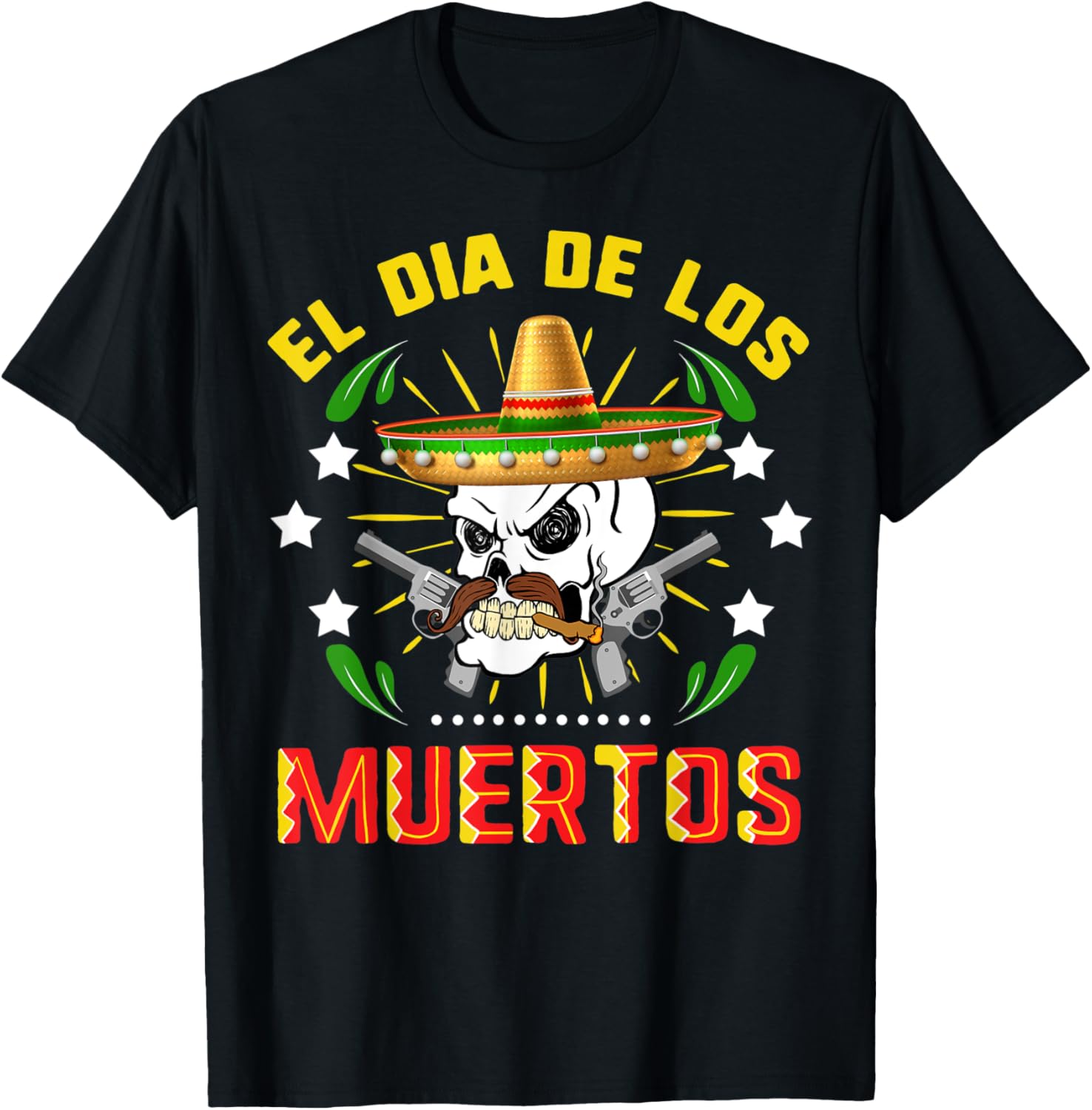 El Dia De Los Muertos Sugar Skull Mexican Hat Gun El Jefe