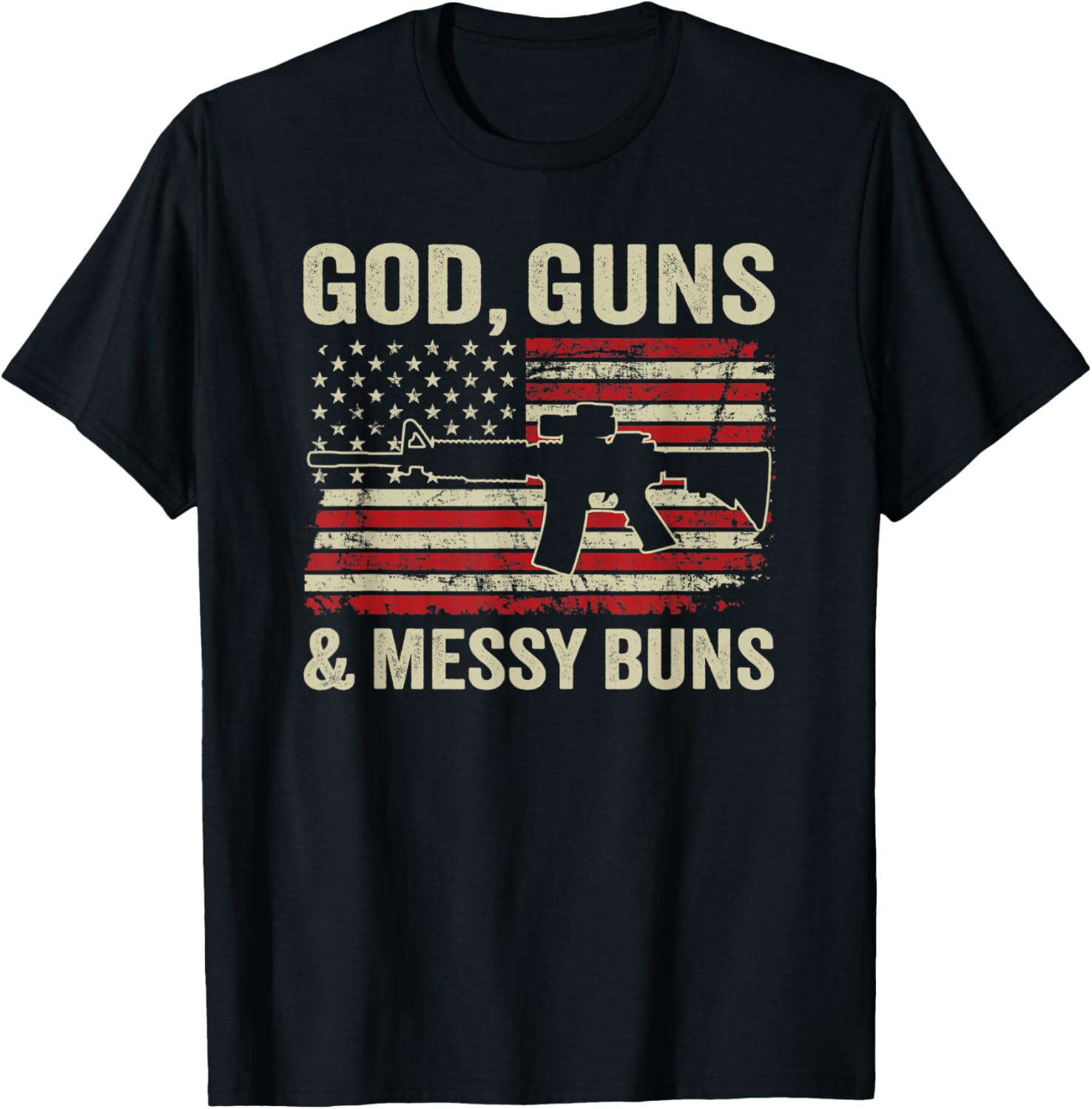 God Guns Messy Buns Funny Womens Pro Gun Usa Flag Ar15