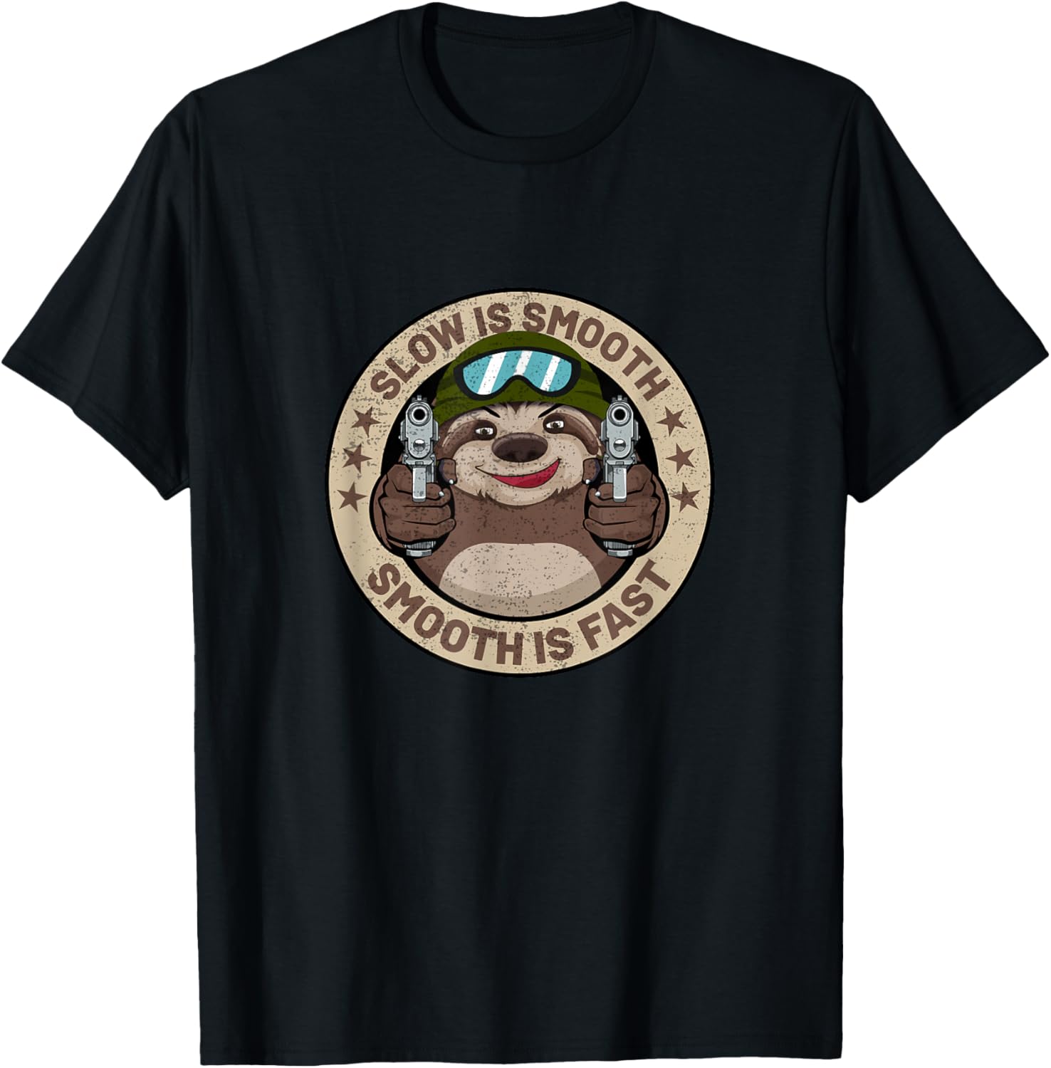 Slow Is Smooth Is Fast Funny Sloth Firearm Shooting Shirt
