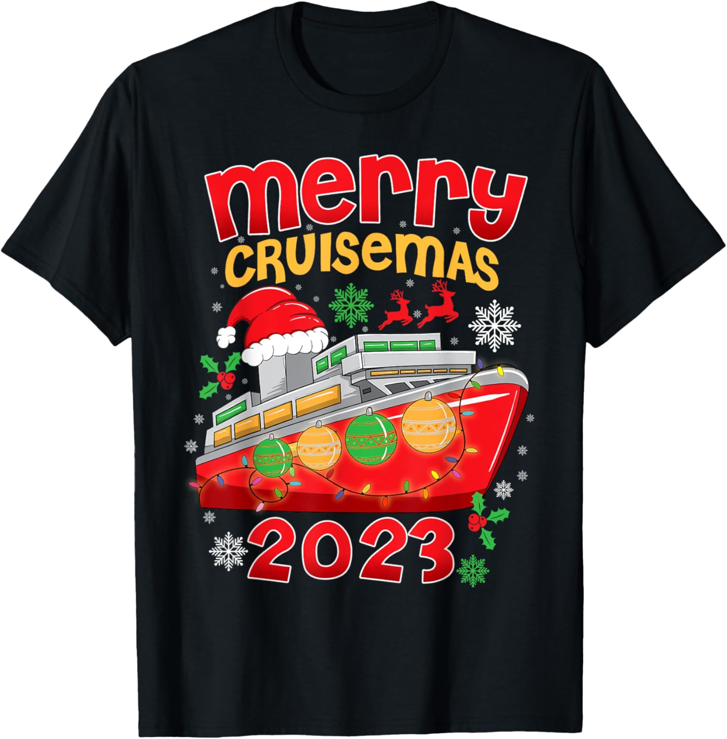 Merry Cruisemas 2023 Funny Santa Hat Cruising Boat