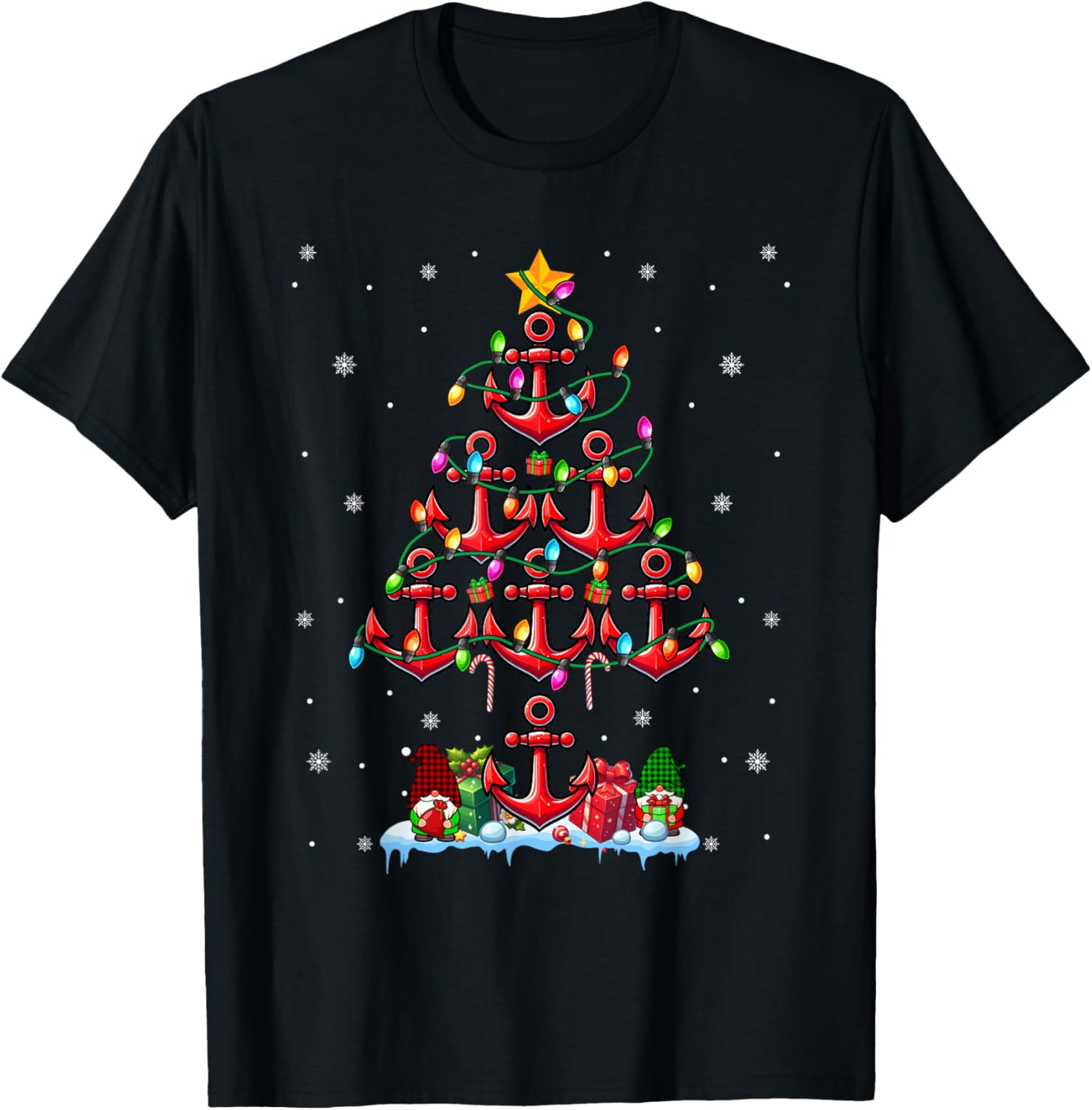 Anchors Gnomes As Christmas Tree Lights Colorful Boating