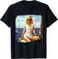 Retro Vintage Sexy Sailor Girl Boat Ship Ocean
