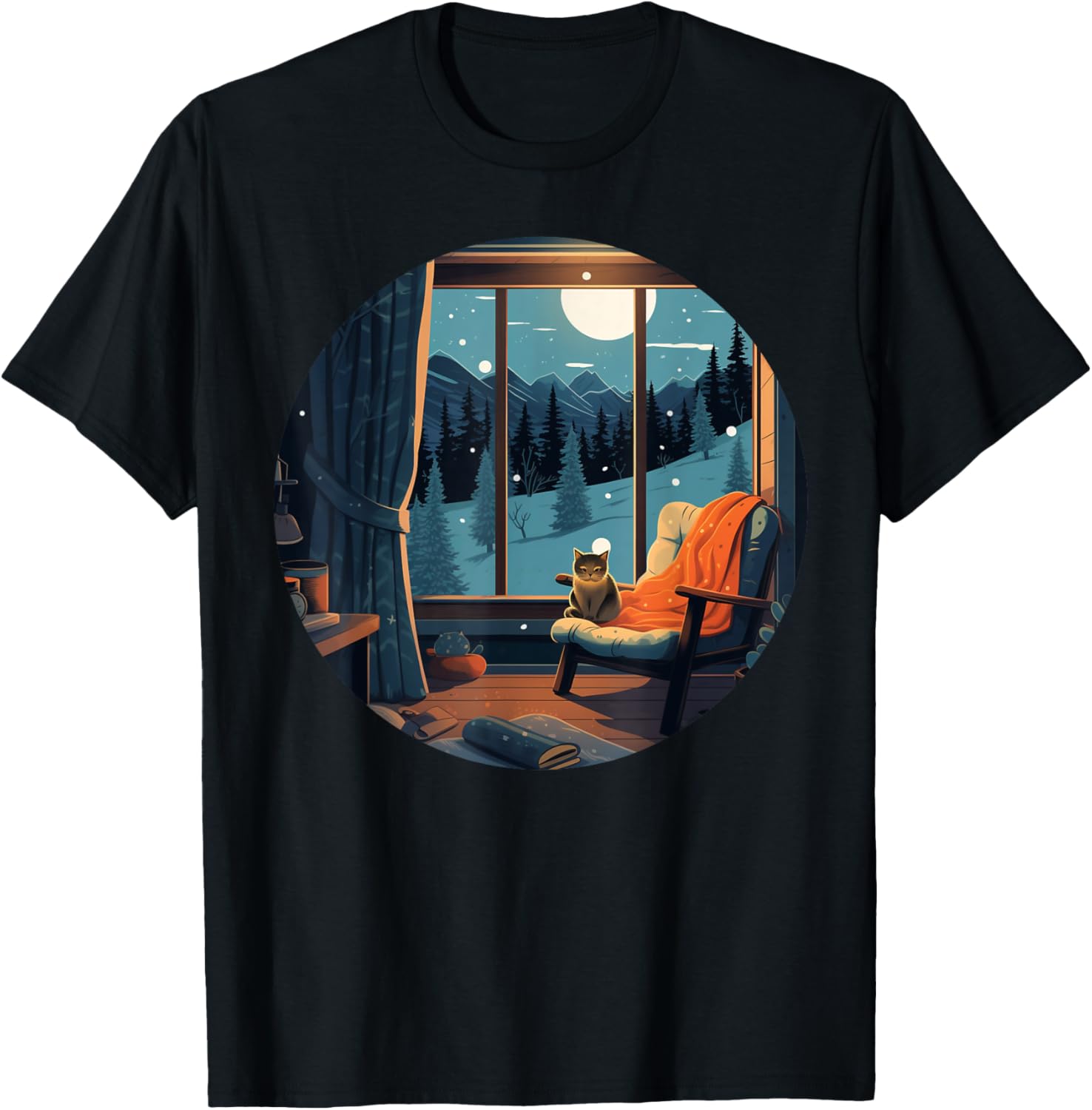 A warm house with a fluffy cat for lovers of comfortable T-Shirt for Men Women Kids