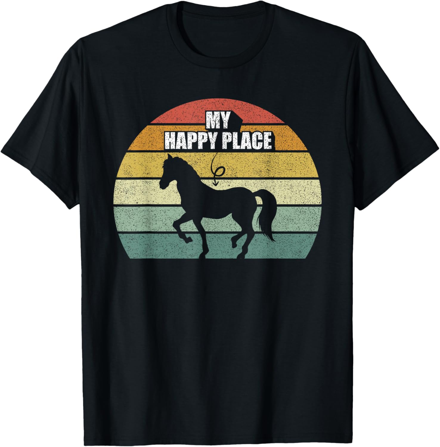 Retro My Happy Place Horse Shirt Horseback Riding Equestrian