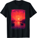 Retro Istanbul Sunset Ocean Boats