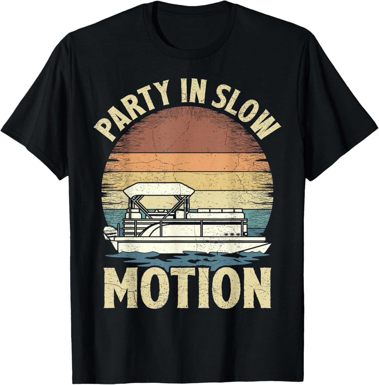 Vintage Pontoon Captain Boat Party In Slow Motion