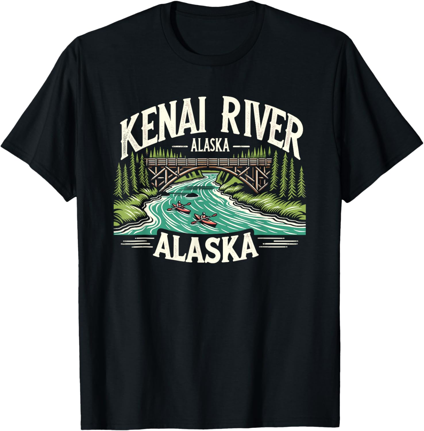 Kenai River Alaska Ak Salmon Fishing Boating Retro