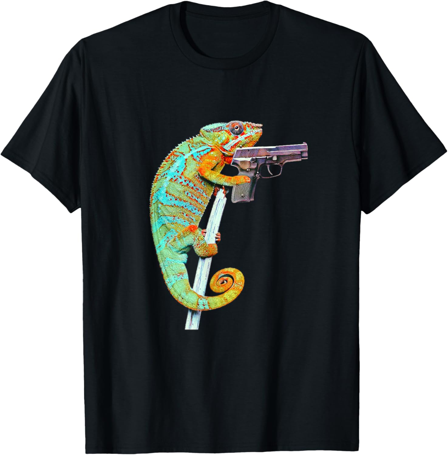 Chameleon With Gun Funny Lizard Reptile Lover