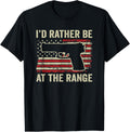 Id Rather Be At Gun Range Usa Pistol Flag Funny Gun