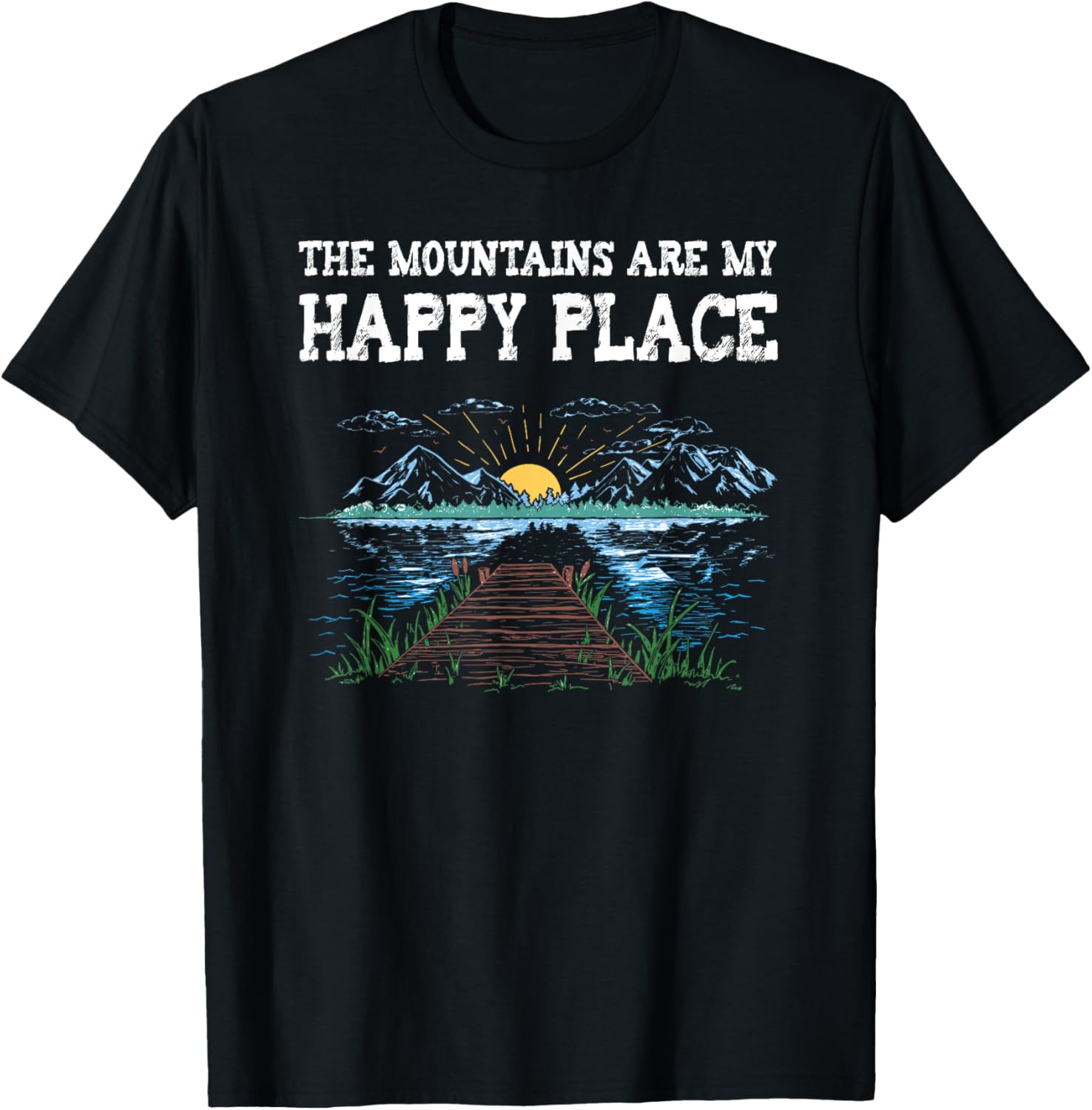 The Mountains are my happy place T Shirt Camping Hiking Gift