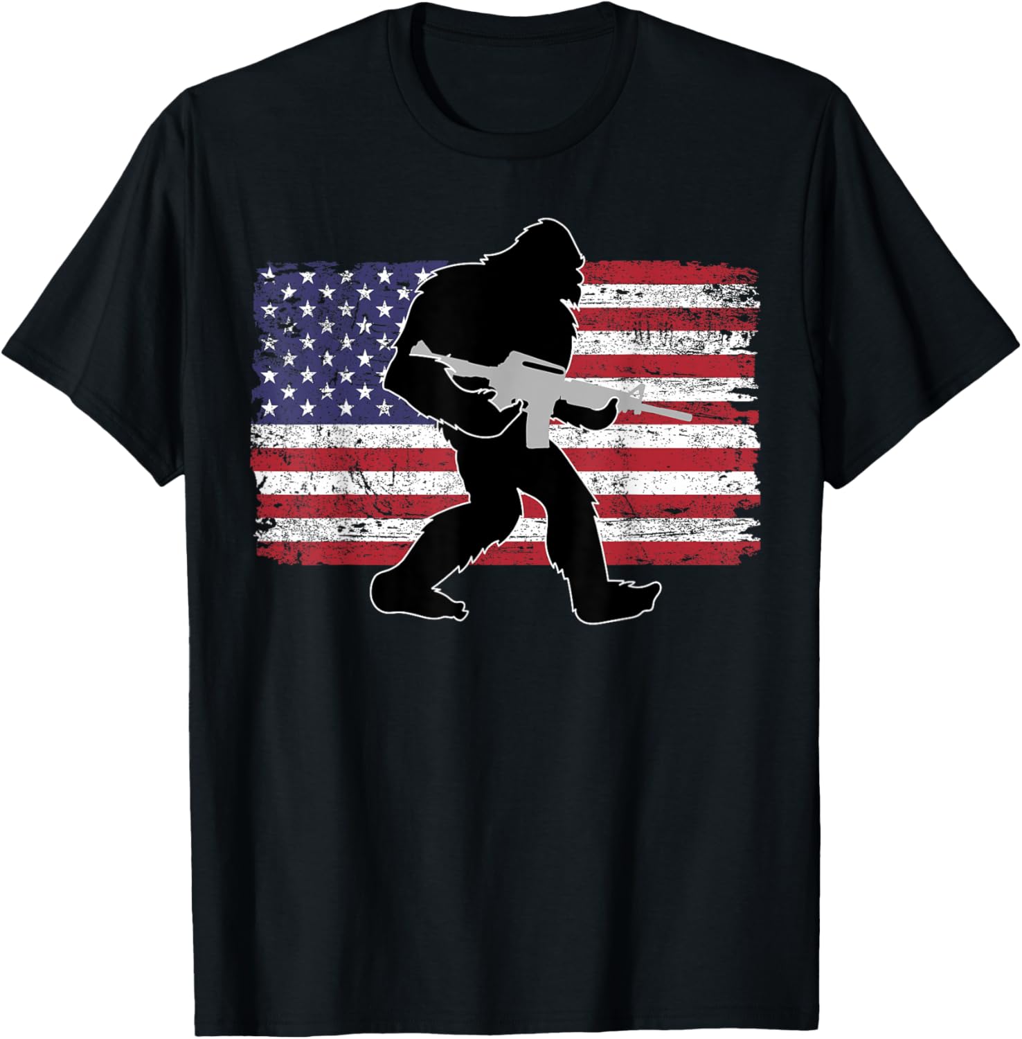 Bigfoot Silhouette Gun Ar15 Rifle Us American Flag Gun Owner