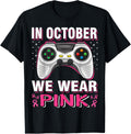 In October We Wear Pink Breast Cancer Gaming Kids Boys Youth