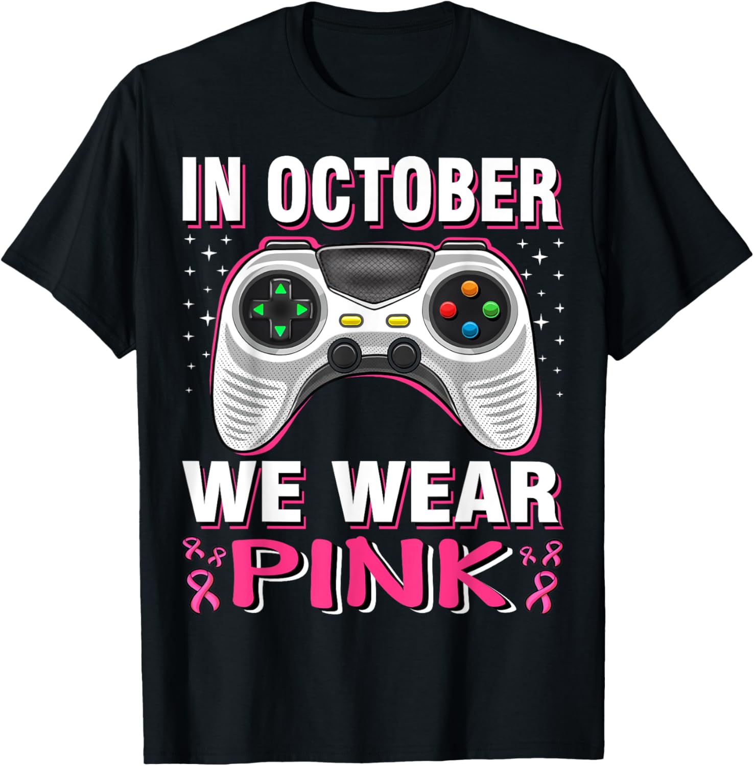 In October We Wear Pink Breast Cancer Gaming Kids Boys Youth