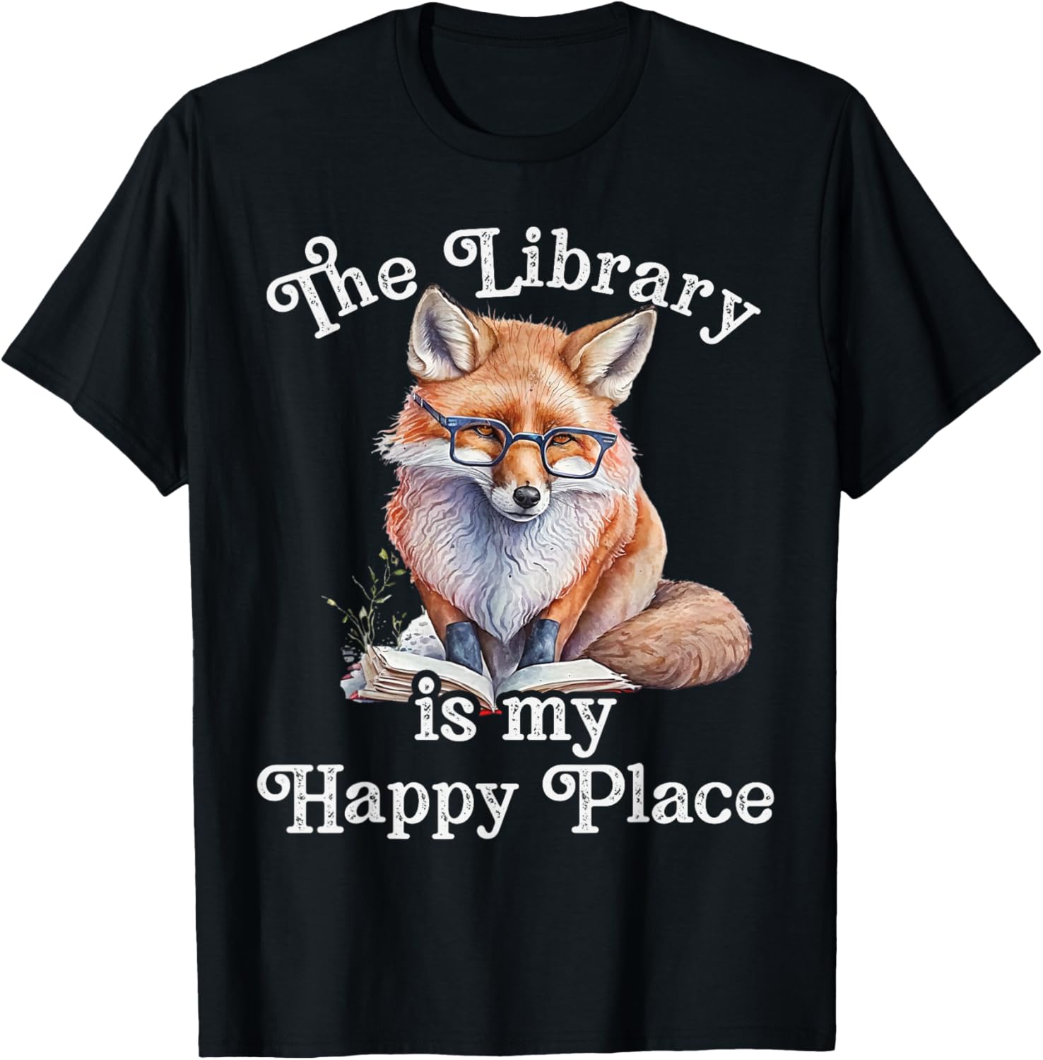 The Library Is My Happy Place Fox Teacher T-Shirt for Men Women Kids