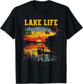 Lake Life Sunset Fisherman American Flag Bass Fishing