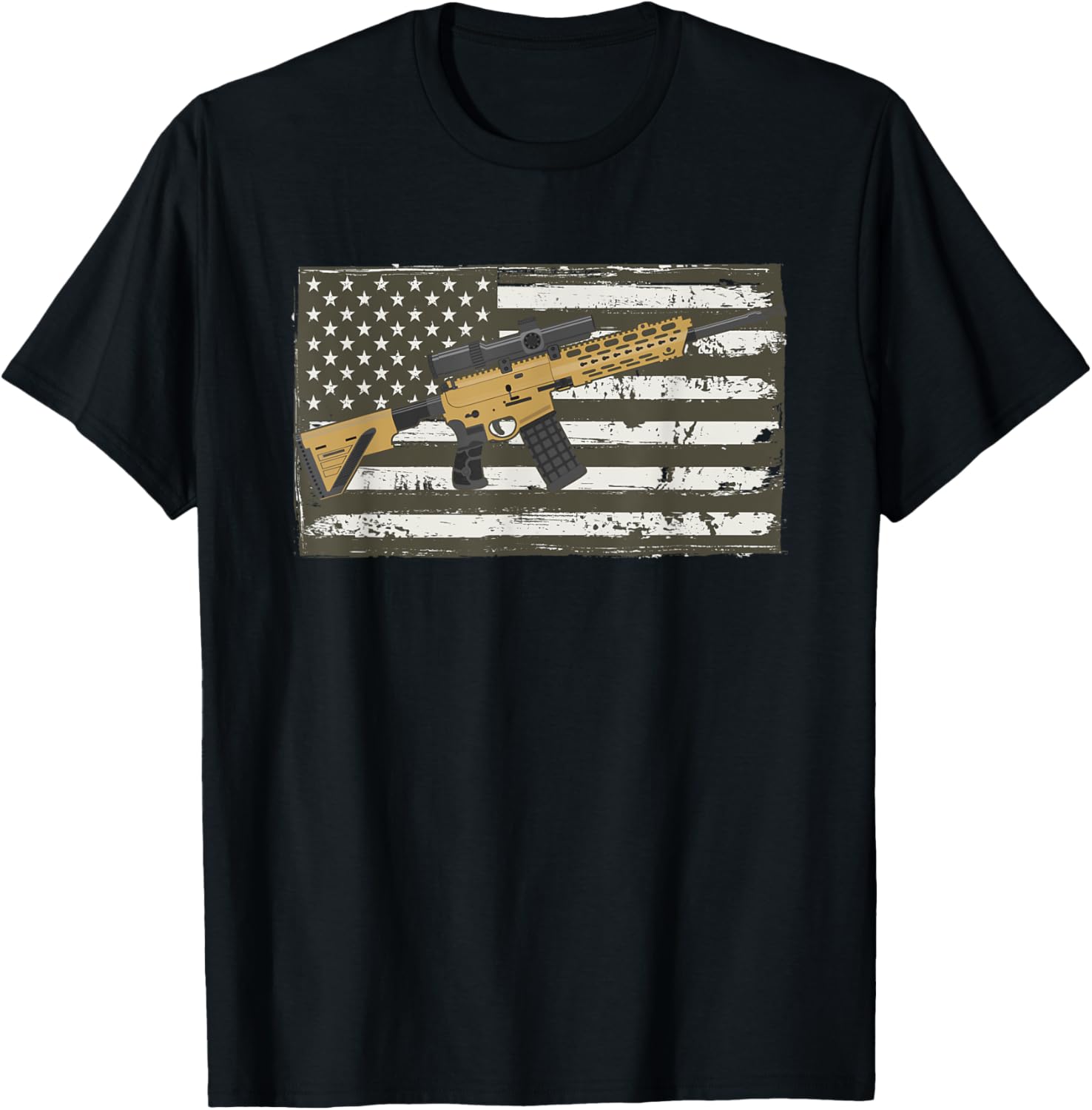 Distressed Usa Rifle Flag American Gun Owner Gun