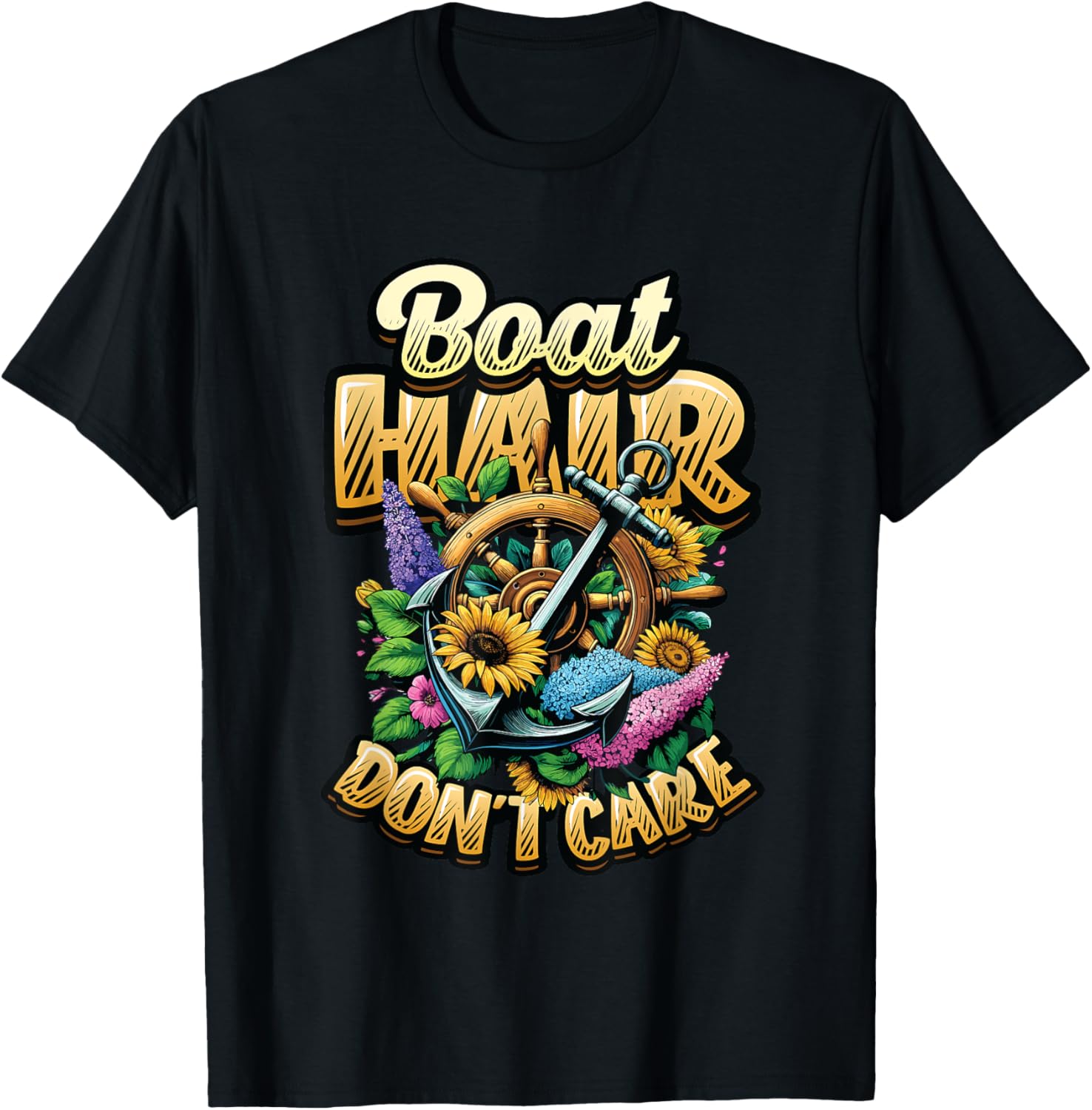 Boat Hair Don Care Nautical Anchor Steering Wheel