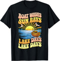 Funny Retro Boat Waves Sun Rays Lake Days