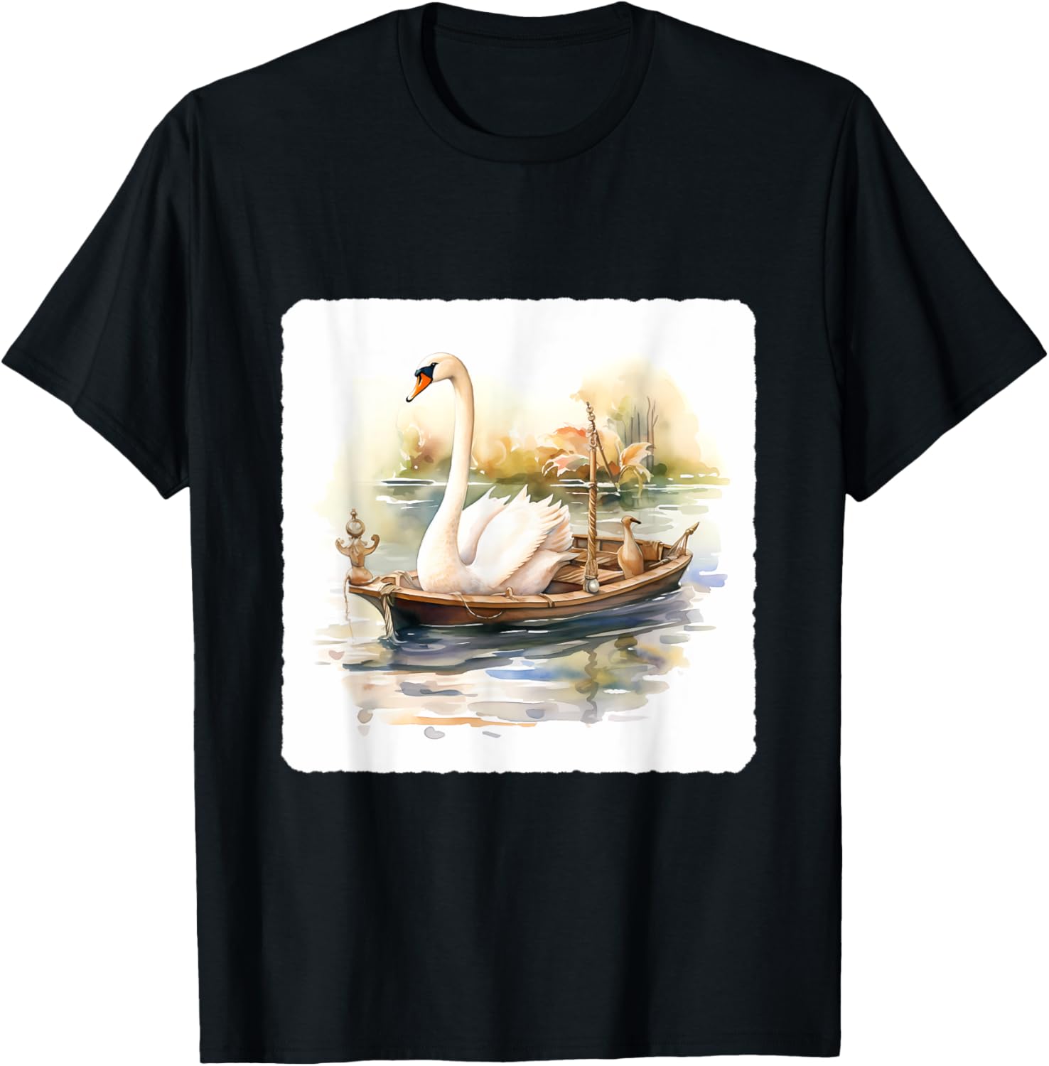 Swan Riding A Paddle Boat Concept Of Swan