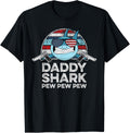 Daddy Shark Pew Mens Pistol Guns Joke Funny Dad Gun