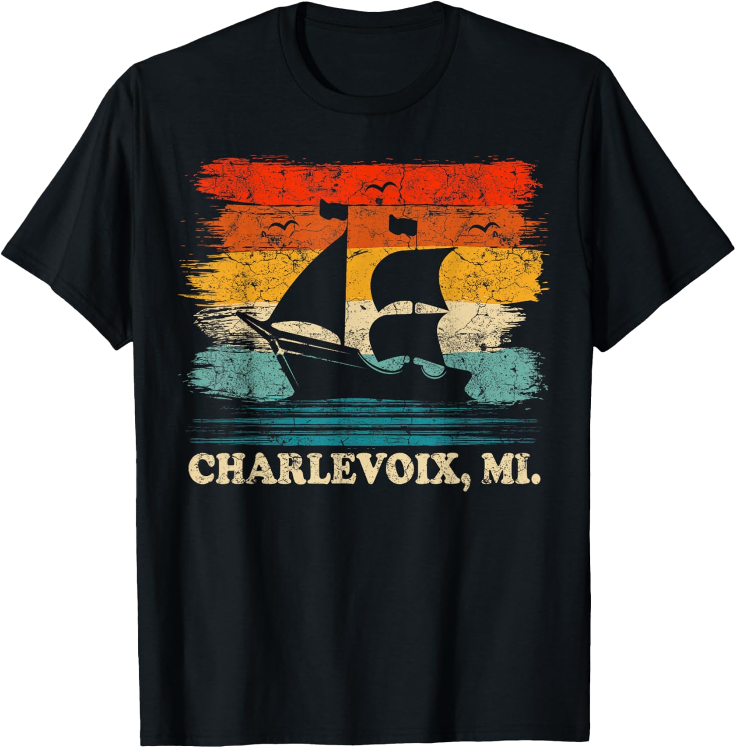 Charlevoix Sailing Vintage Sailboat Summer Boating Sailor Men
