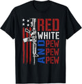 Red White Pew Ar 15 American Flag Funny Patriotic T Shirt Women