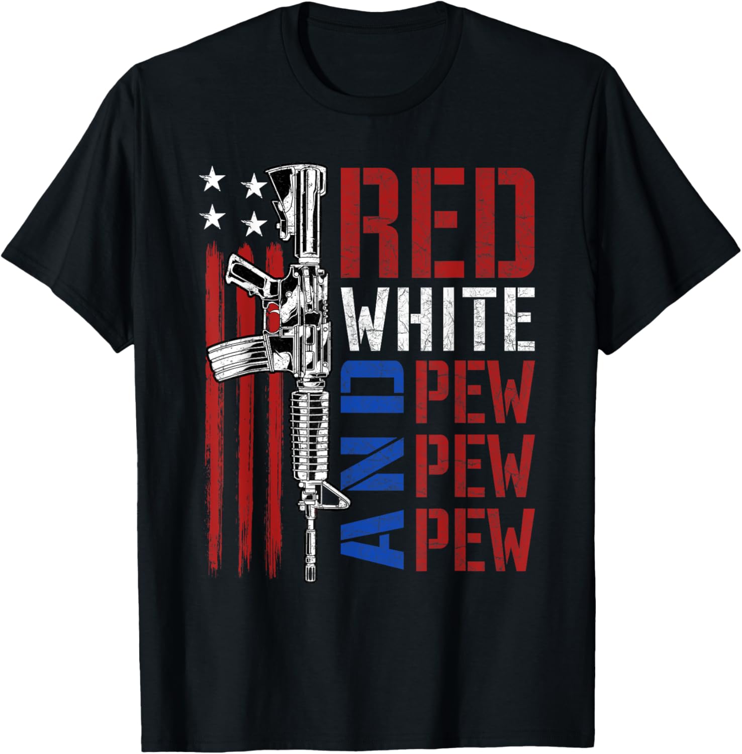 Red White Pew Ar 15 American Flag Funny Patriotic T Shirt Women