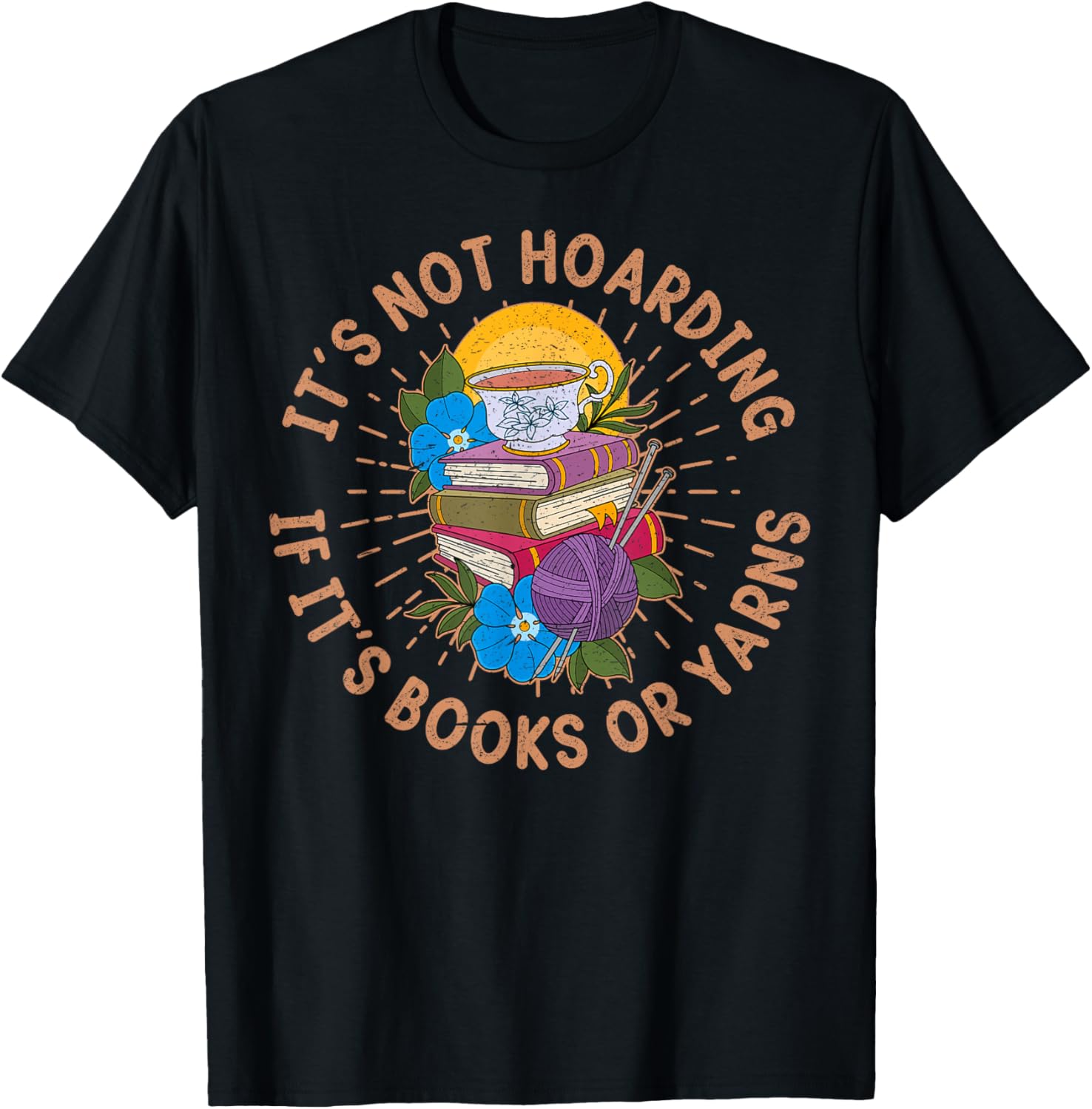 Bookworm knitting teacher library quilting crafting yarn
