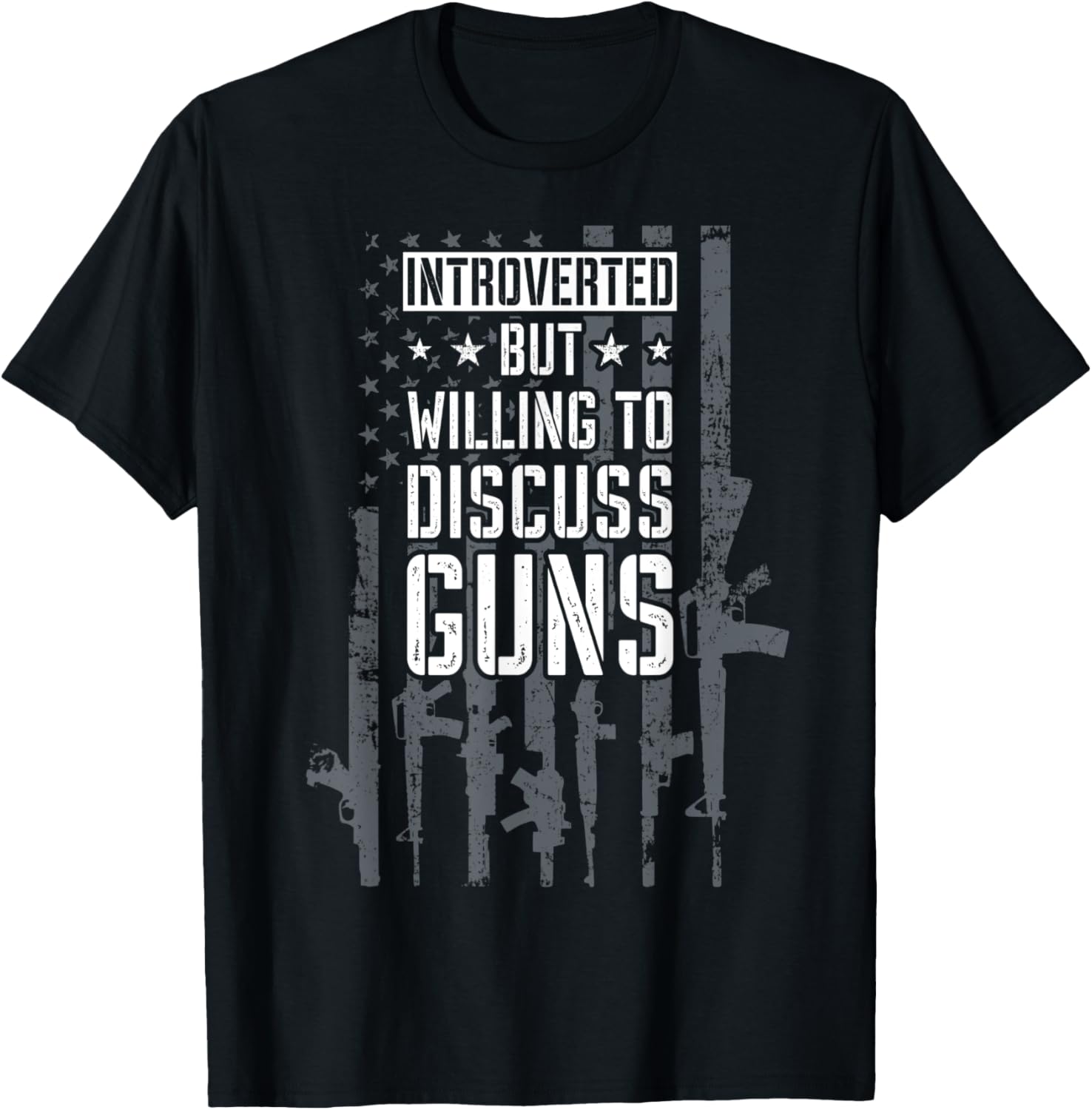 Introverted But Willing To Discuss Guns Funny Usa Gun Flag
