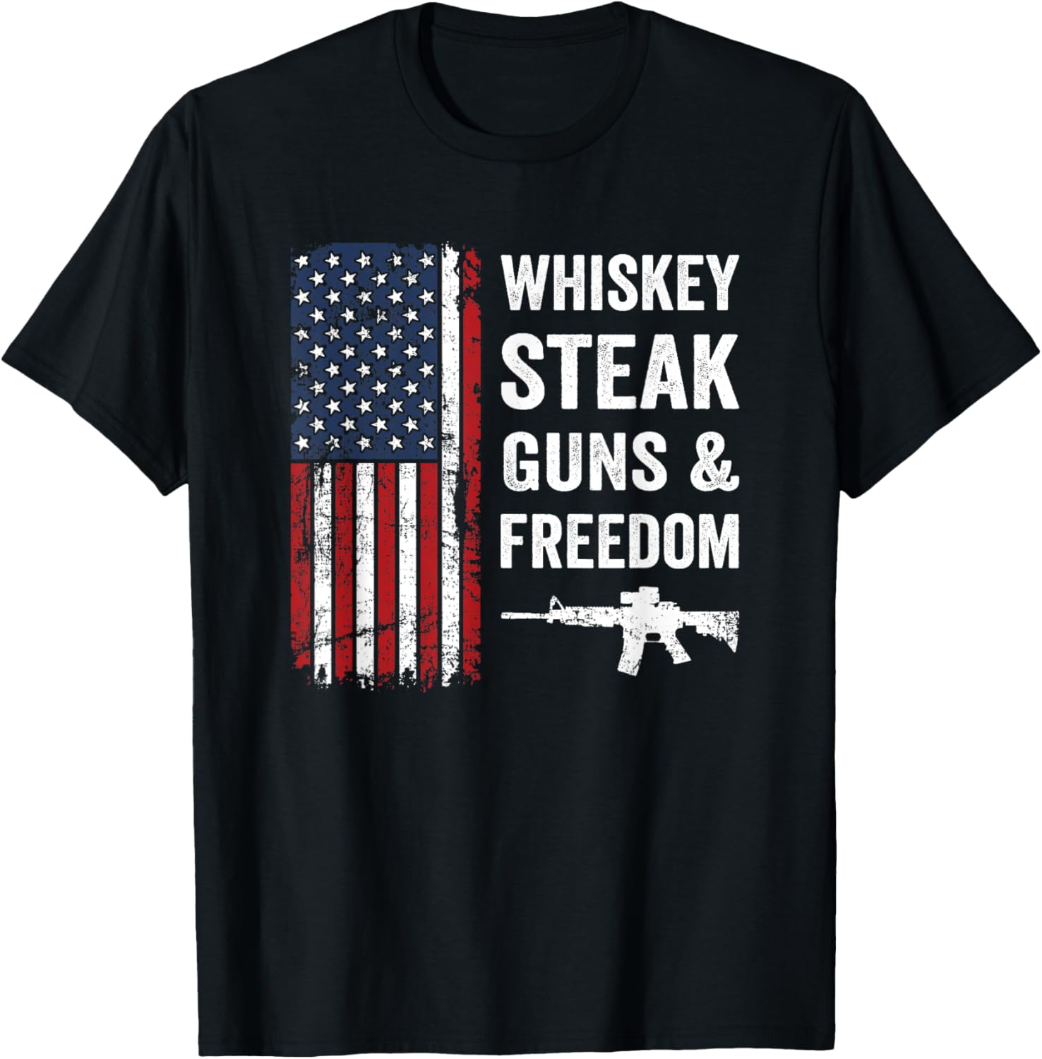 Whiskey Steak Guns Freedom Bbq Drinking Usa Flag Mens Gun