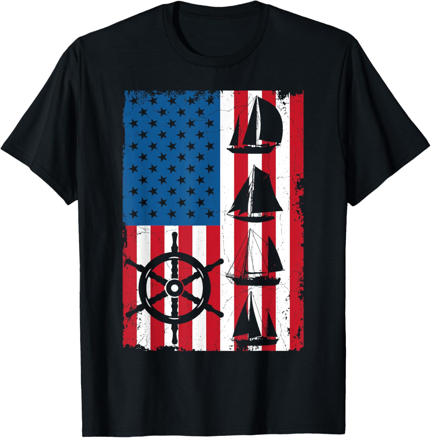 Patriotic Us American Flag Sailboat Sailing Women Kids