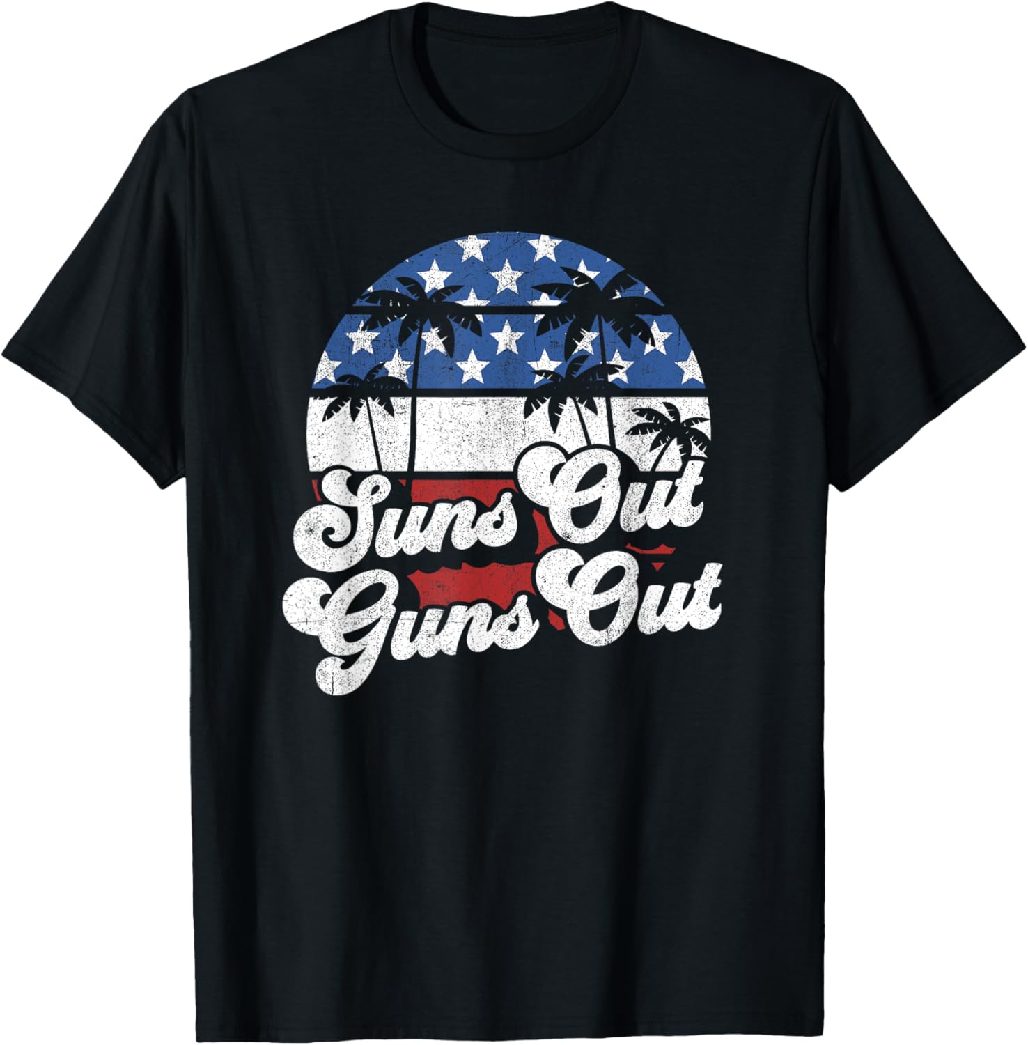 Funny Suns Out Guns Out 4Th Of July Usa American Flag Beach