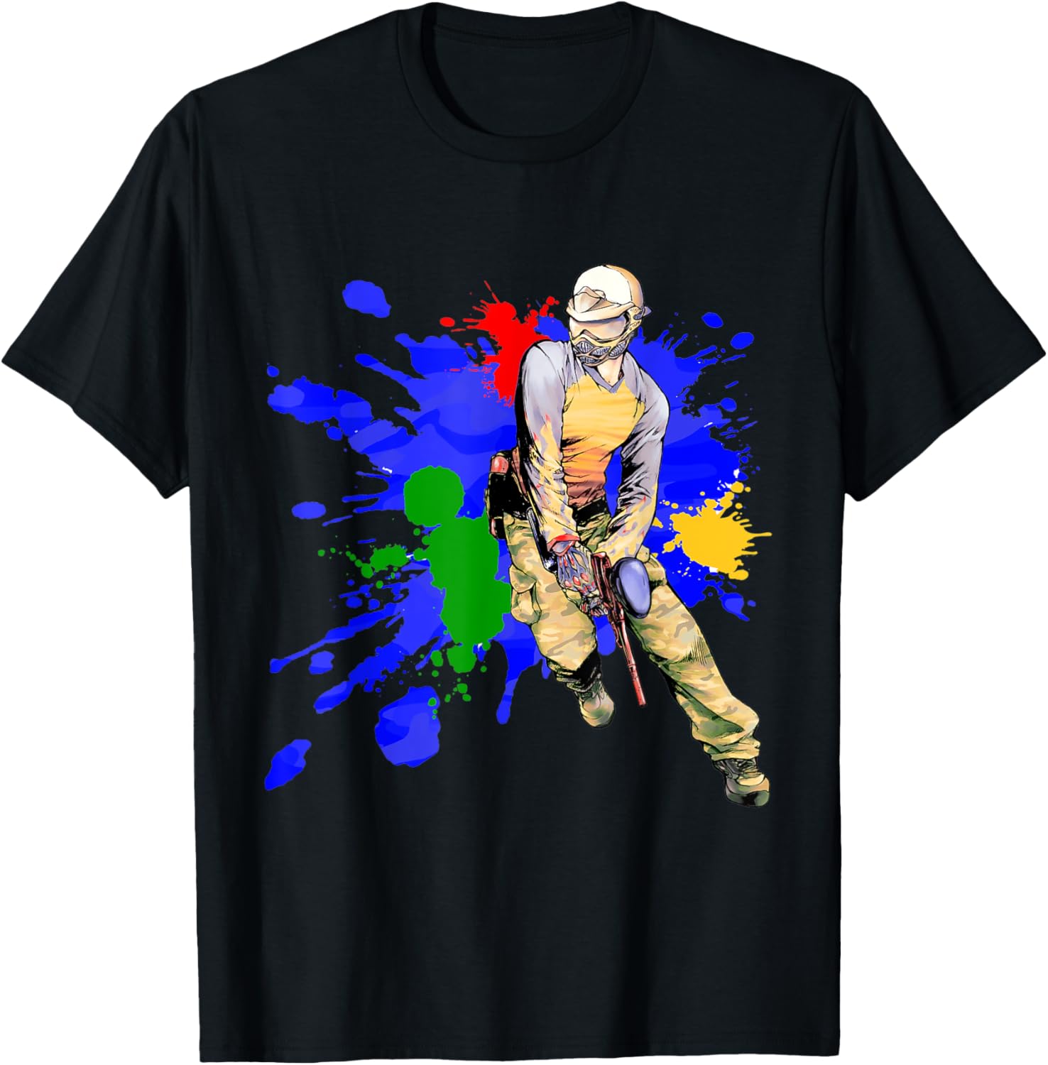 Paintball Player Paintball Gun Glasses Splattered Paint