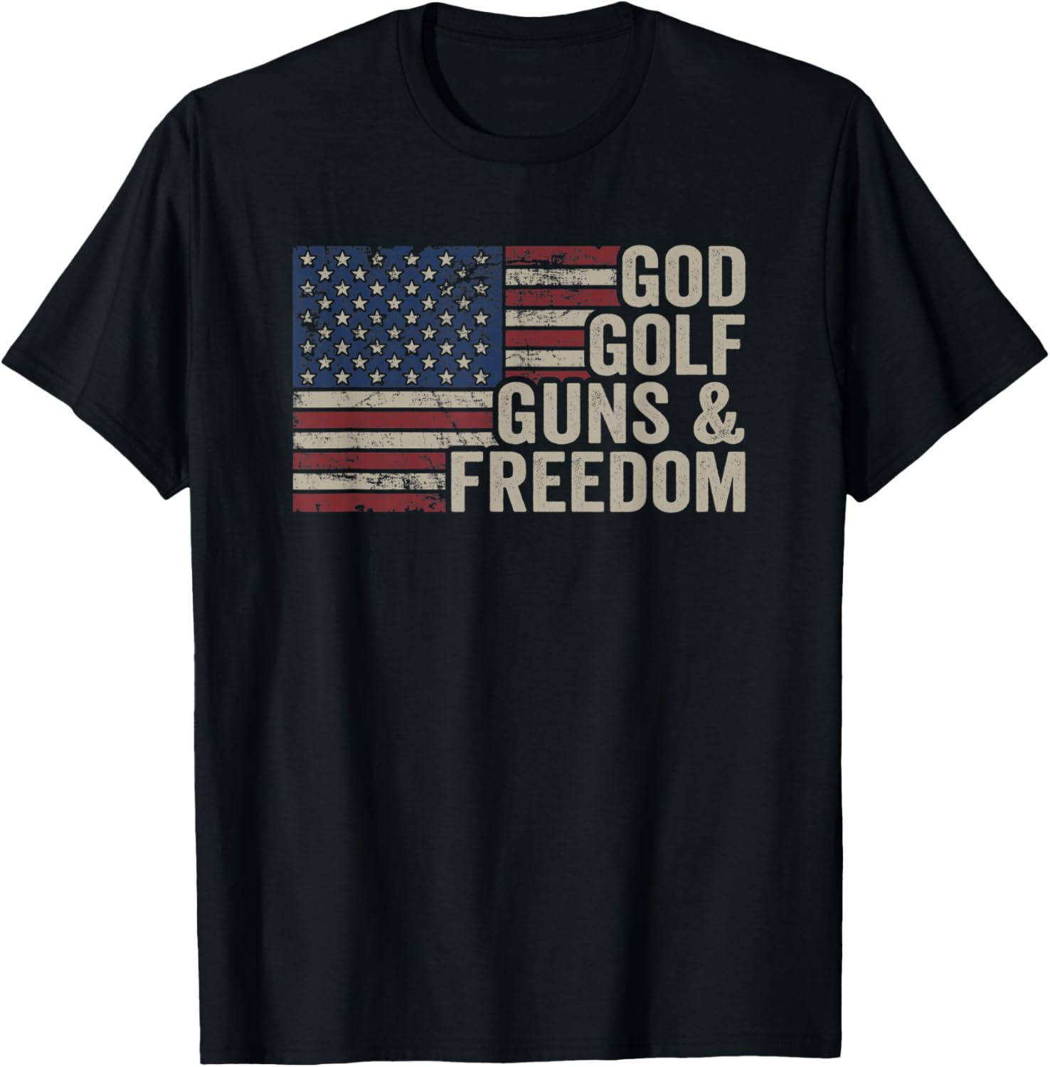 God Golf Guns Freedom Funny Golfer Pro Guns Vintage Flag
