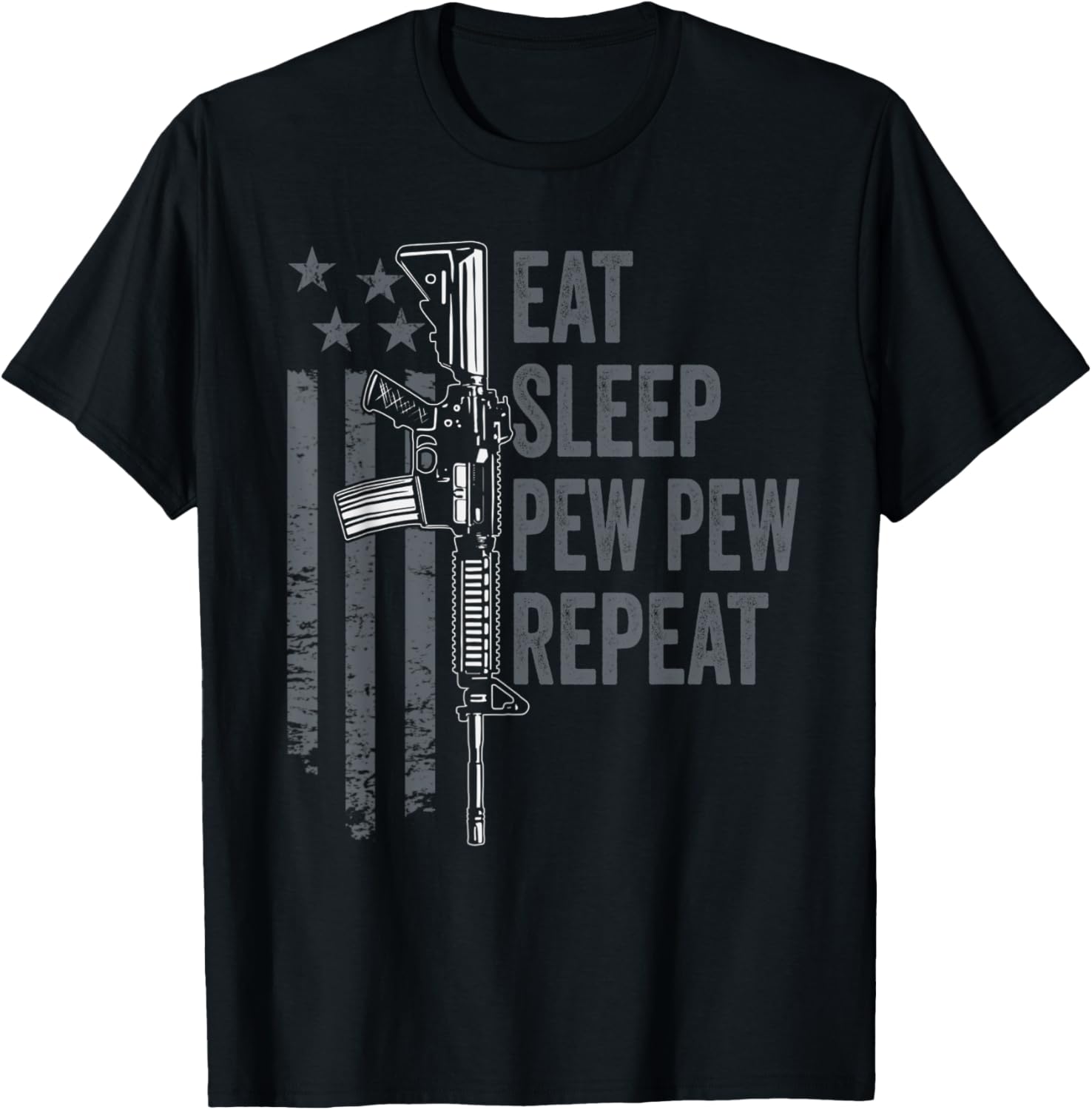 Eat Sleep Pew Repeat Funny Gun Owner Usa Flag