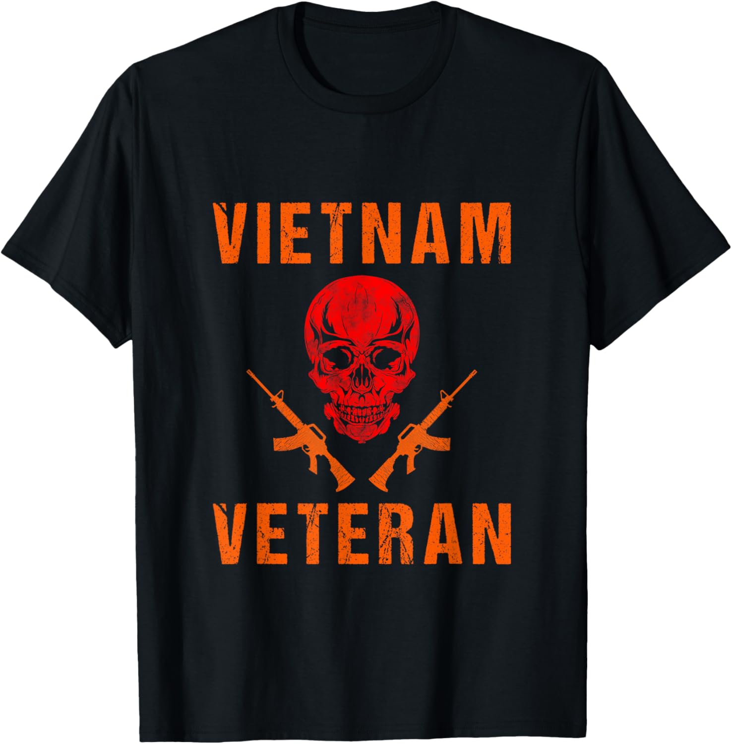Orange Vietnam Veteran Skull And Guns