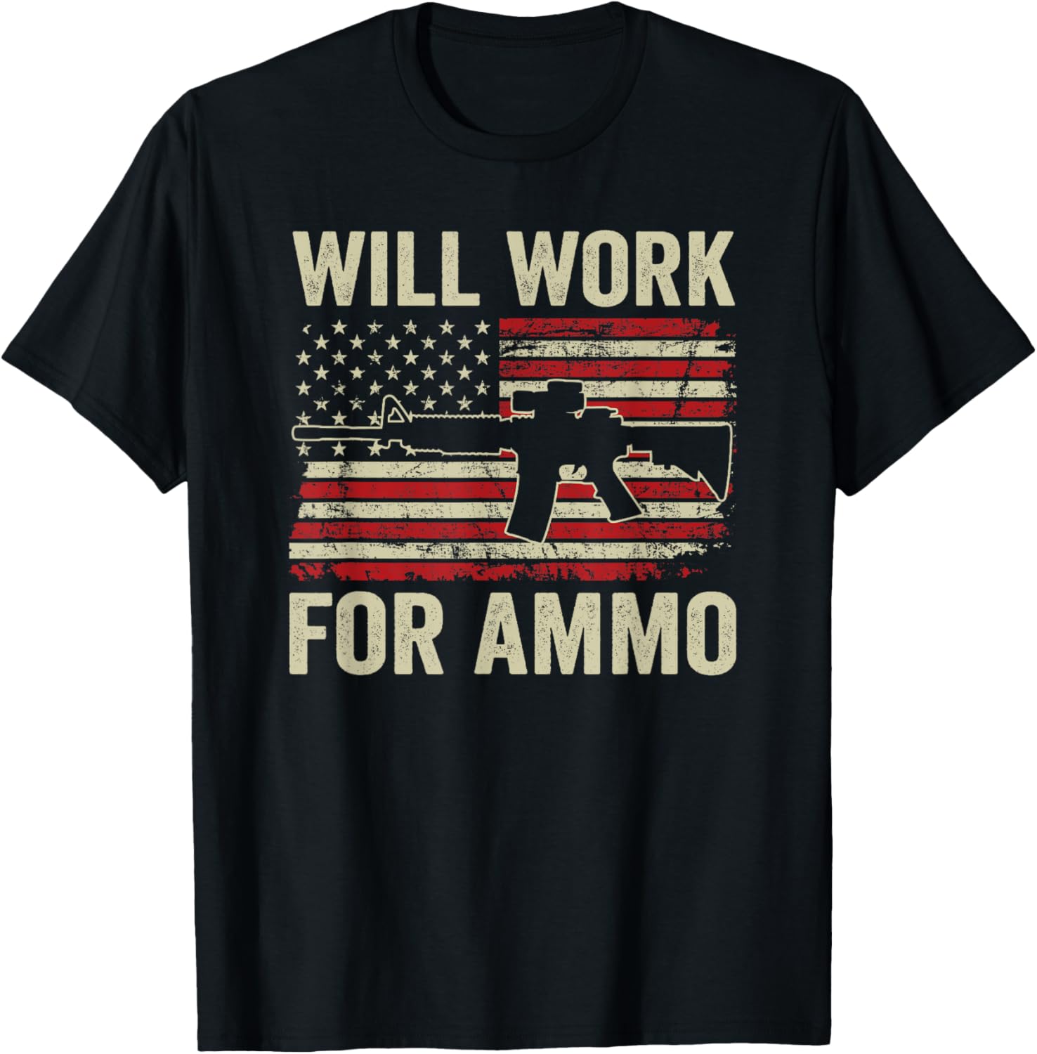 Will Work Ammo Ar15 Rifle Usa Flag Funny Gun Owner