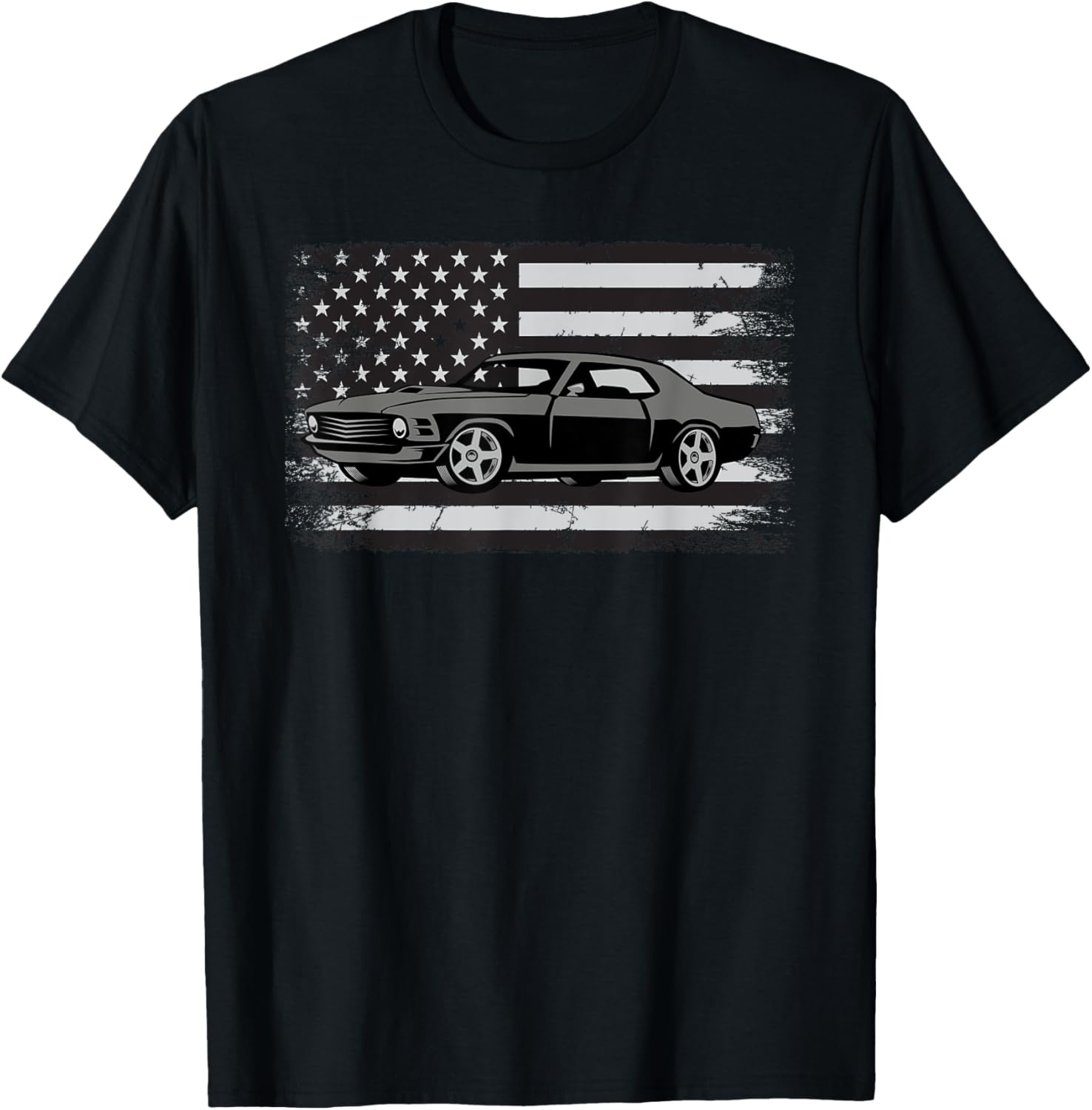 Classic American Muscle Car On American Flag Women