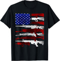 American Flag Guns Vintage Firearm Patriotic Pro Gun T Shirt Women Men