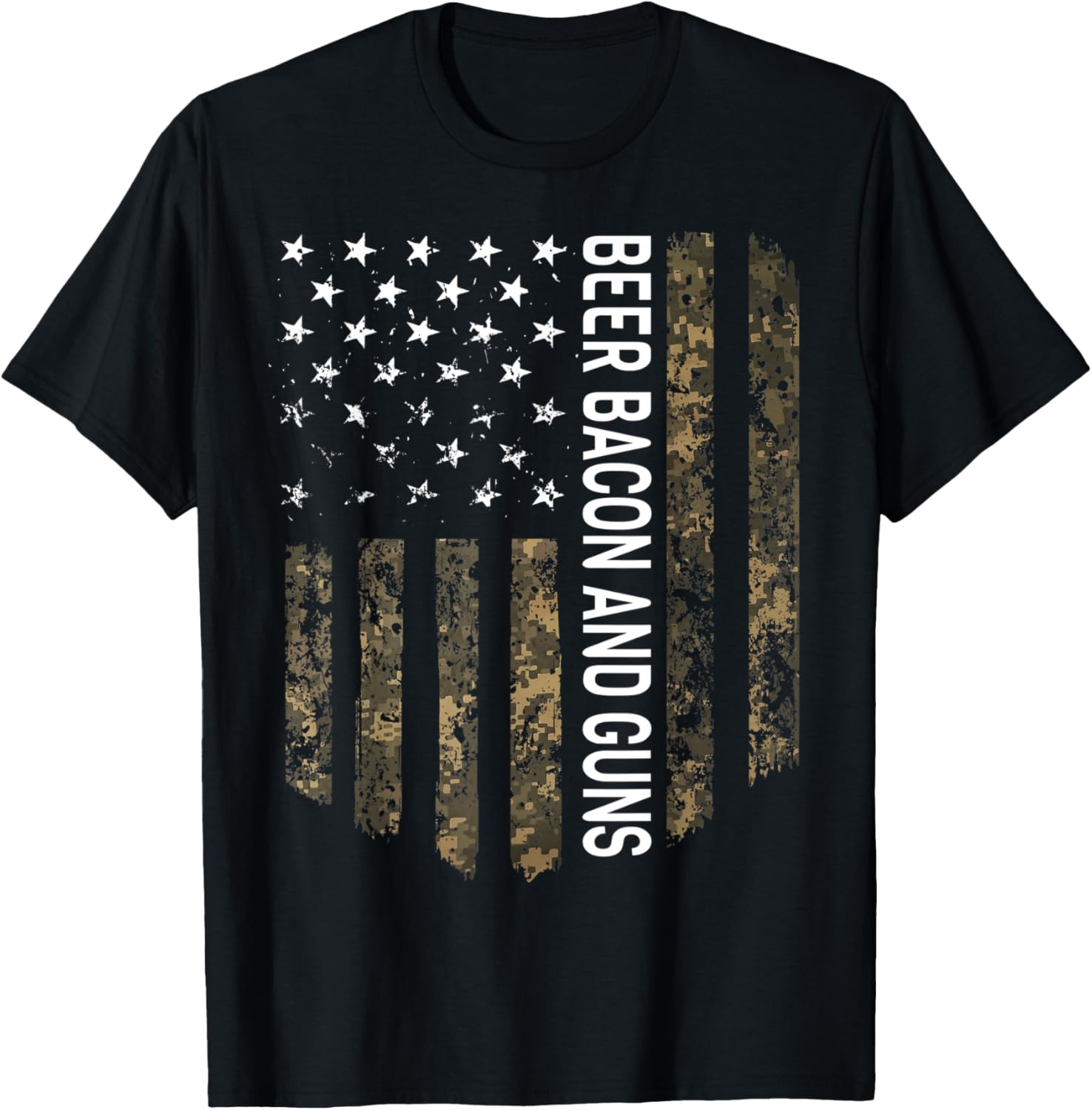 Patriotic American Flag Camo Beer Bacon Guns Men