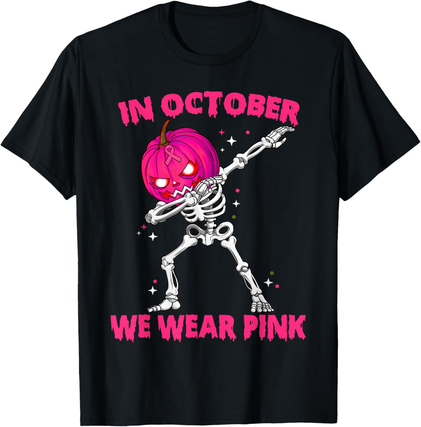 In October We Wear Pink Breast Cancer Pumpkin Halloween Boys