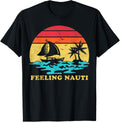 Feeling Nauti Sailing Vintage Palm Tree Sailboat Sailor