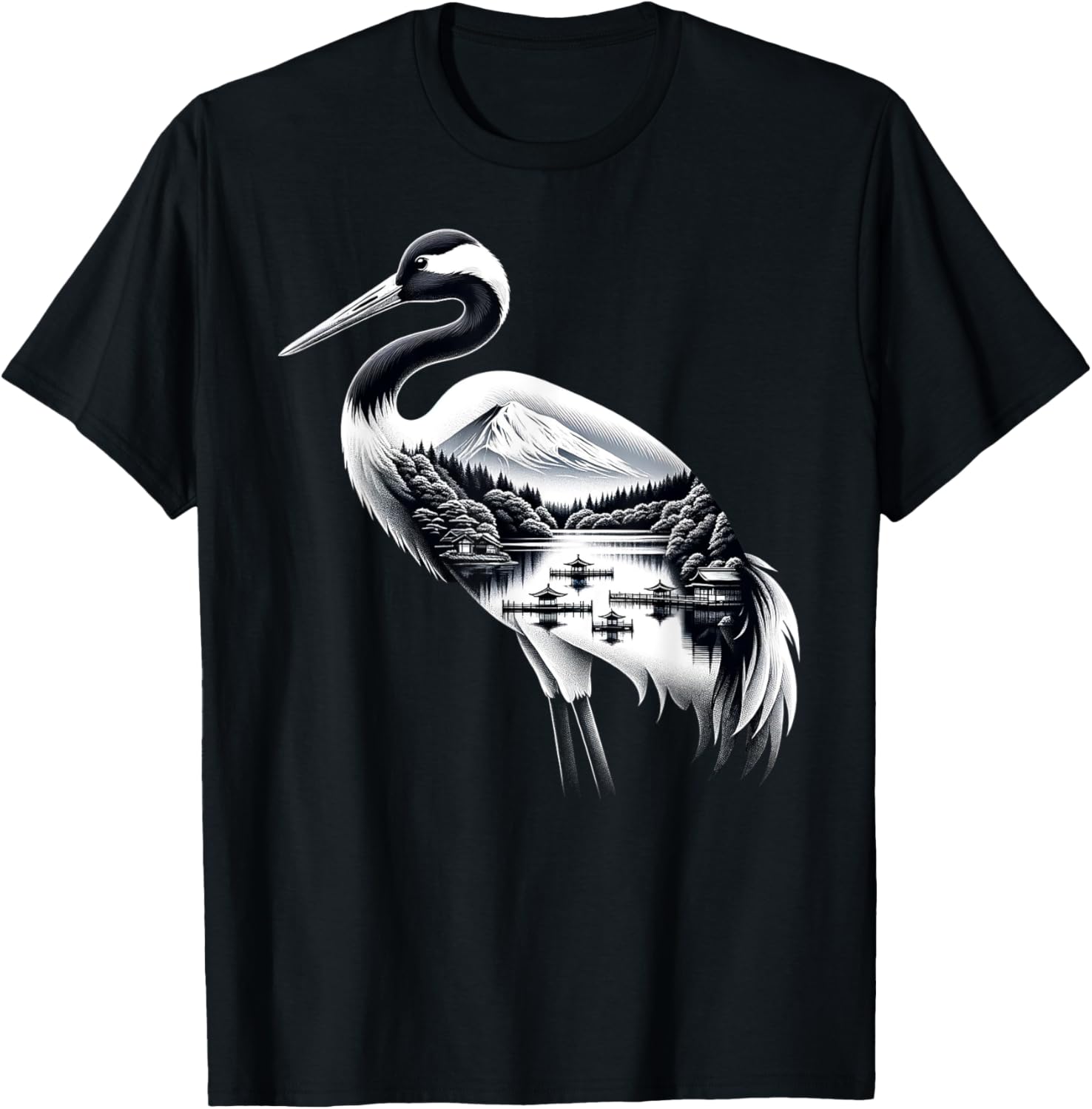 Japanese Crane Bird Landscape Nature Mountains Japan Boats