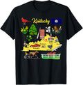 Hand Drawn Illustration of Kentucky Map, Tourist places, USA