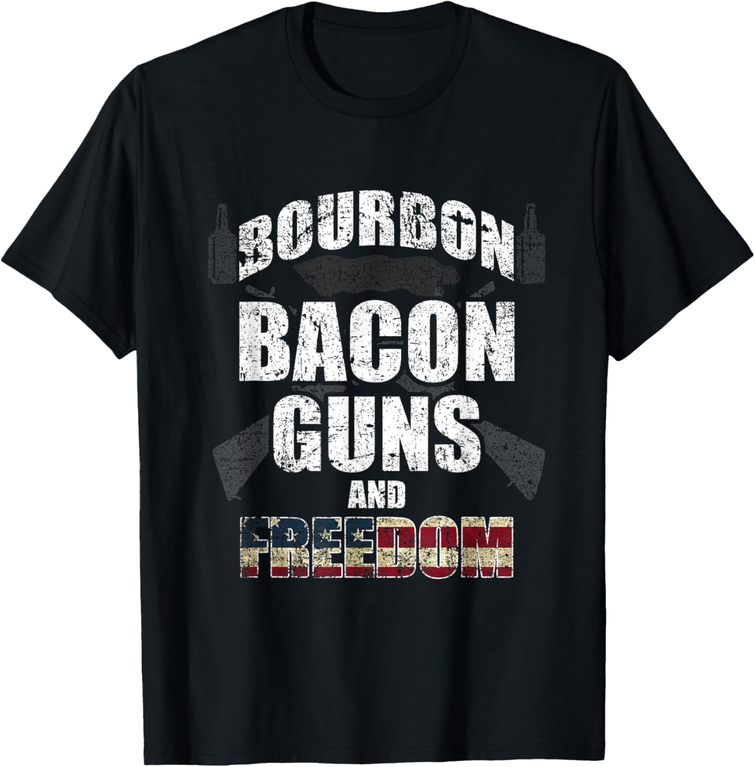 Proud Bourbon Bacon Guns Freedom T Shirt Independence Day T Shirt Women