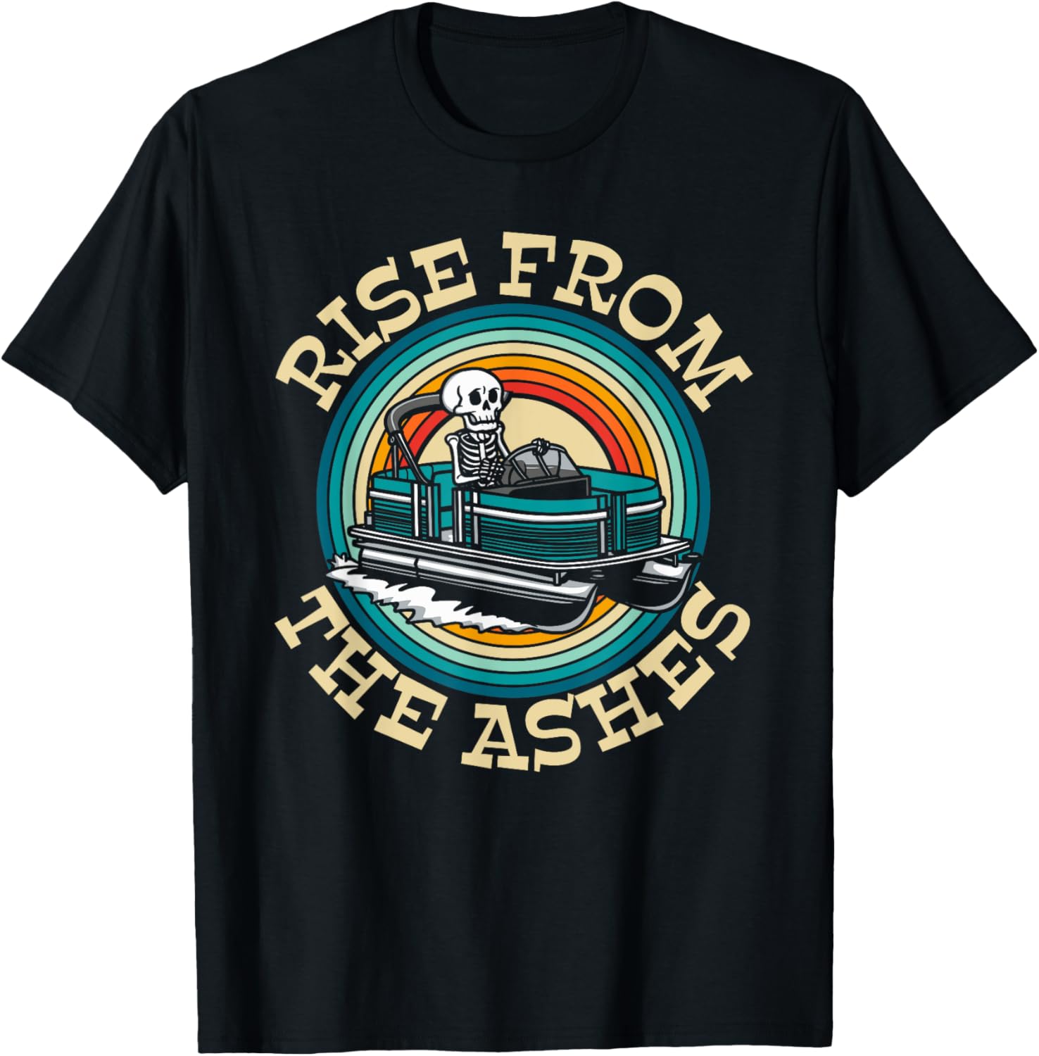 Retro Lake Skeleton Boating Vintage Pontoon Boat